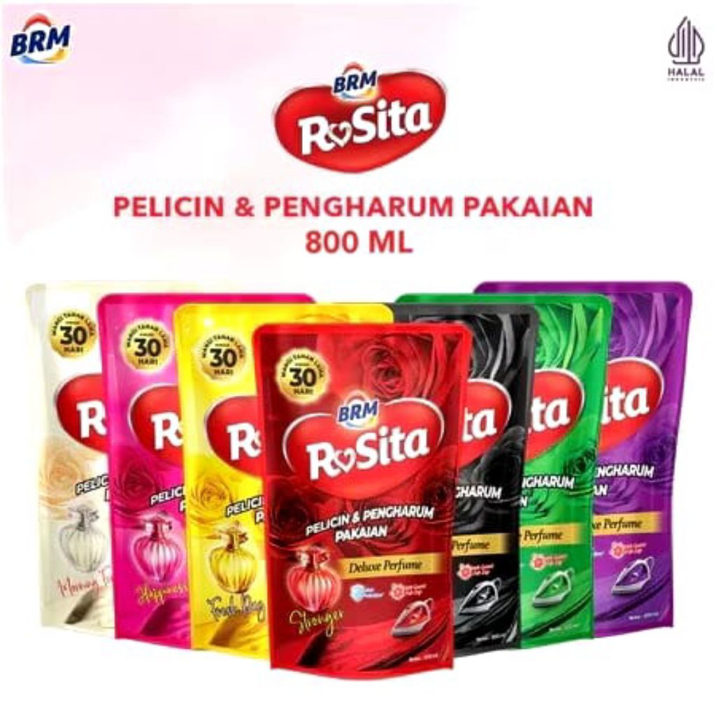 BRM Rosita Parfum Laundry Mawar Super Pelicin dan Pengharum Pakaian 800ml