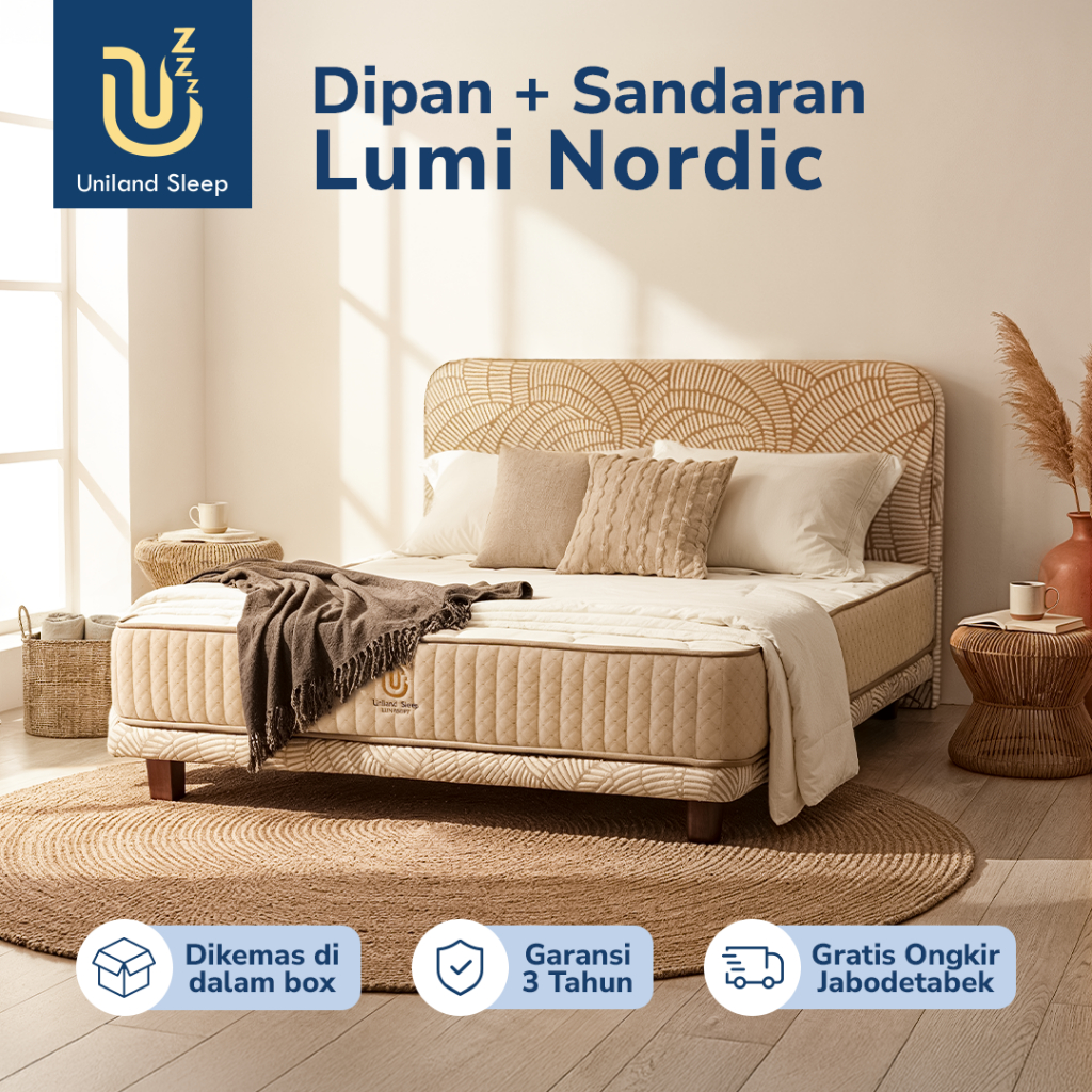 Tempat Tidur Uniland Sleep Lumi Nordic / Dipan Sandaran / Divan Headboard / DIY Bed Frame In a Box