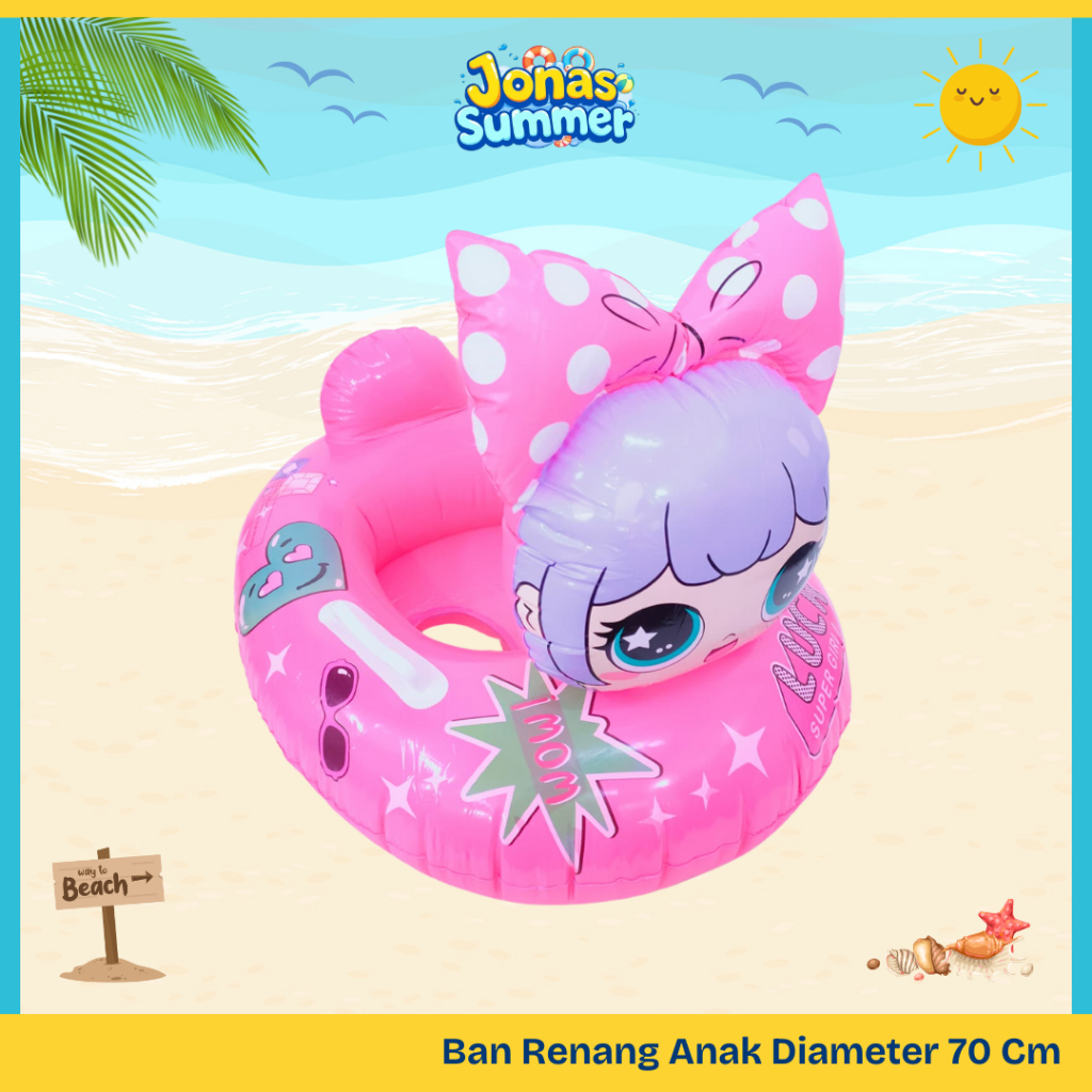 Ban Renang Anak Pelampung Duduk Ban Berenang Karakter Diameter 70 Cm Pink