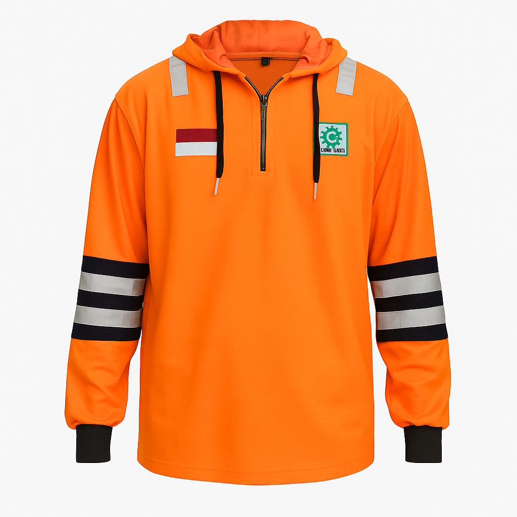 ANV Seragam Ku Hoodie Safety T-Shirt Kaos Navy Orange Lengan Panjang