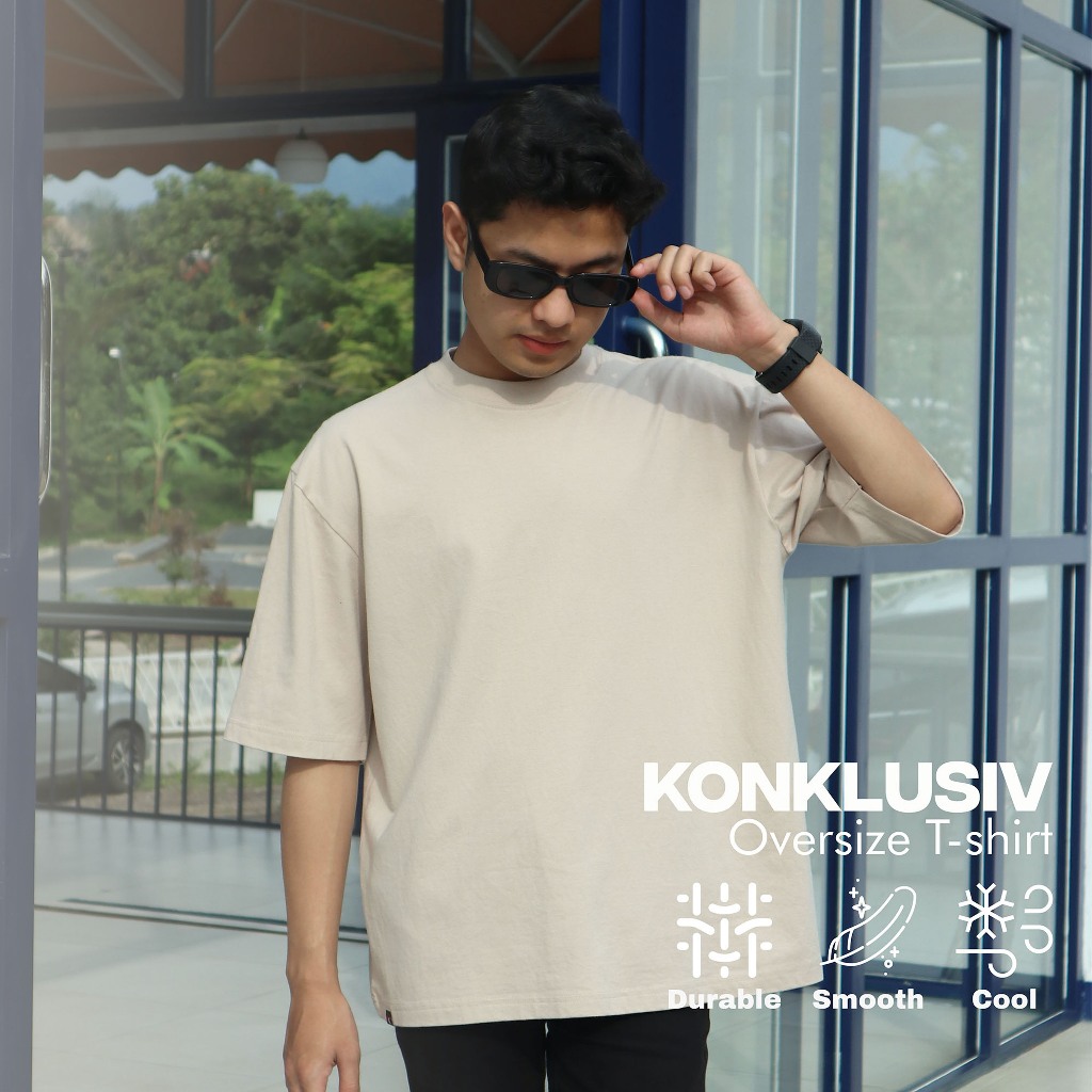 Konklusiv Kaos Oversize Pria Cotton 20s Polos Krem