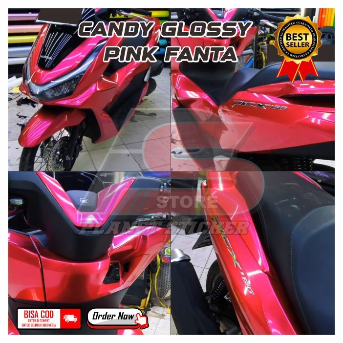 Sticker Candy Glossy Pink Fanta Skotlet Motor Candy Glossy Pink Fanta [METERAN]