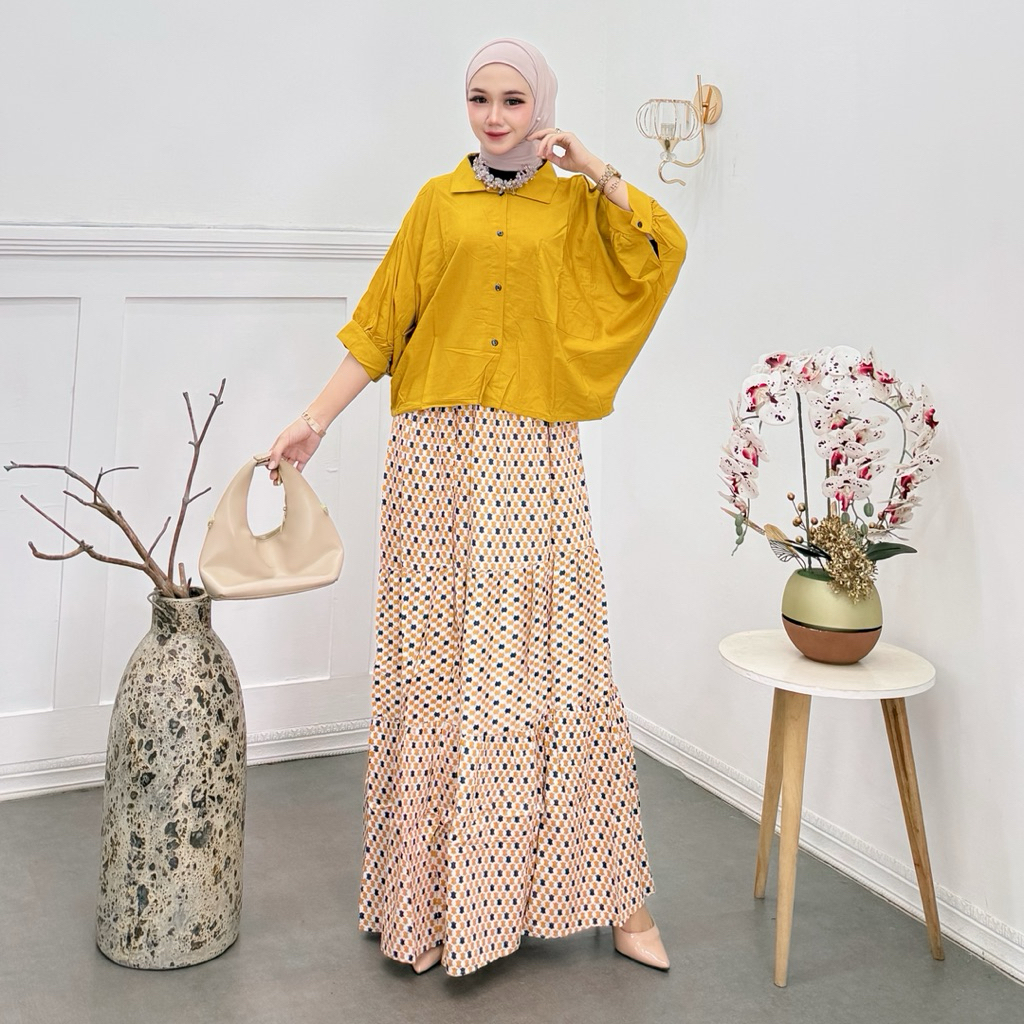 QN- Setelan Rok Rayon// Set rok motif// Setelan Rok Bahan Rayon Ukuran Jumbo