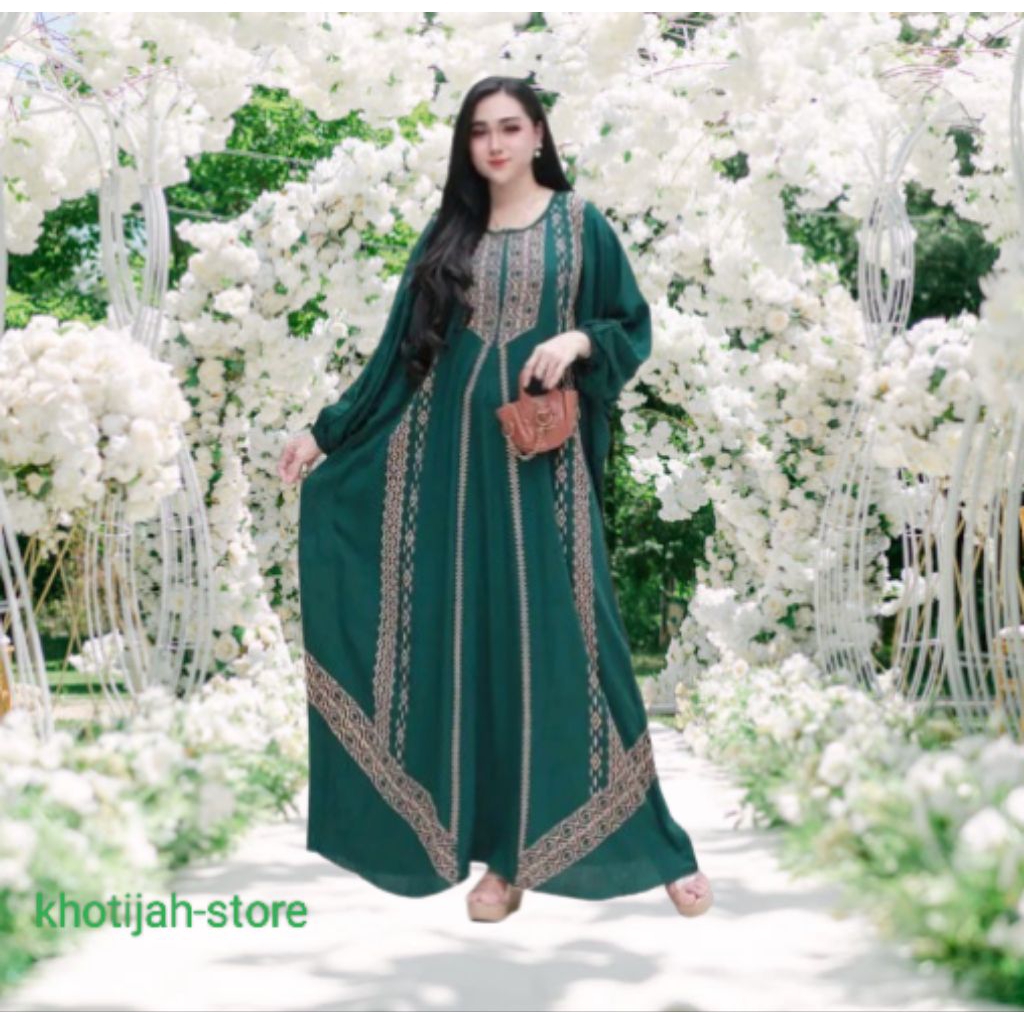 kaftan daster busui lengan panjang motif bahan rayon