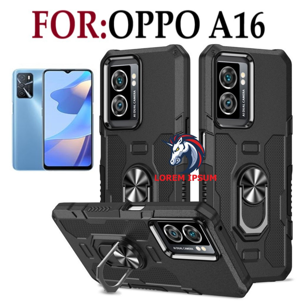 Case Armor OPPO A16 Anti Bentur Shockproof Pelindung Full Body Hard Case Hybrid Anti Jatuh dengan Ki