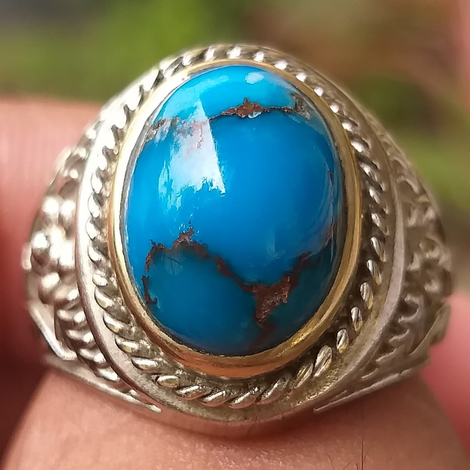 Batu Akik Pirus Mesir Royal Blue Lawasan Elegan Natural 100% Asli Alam