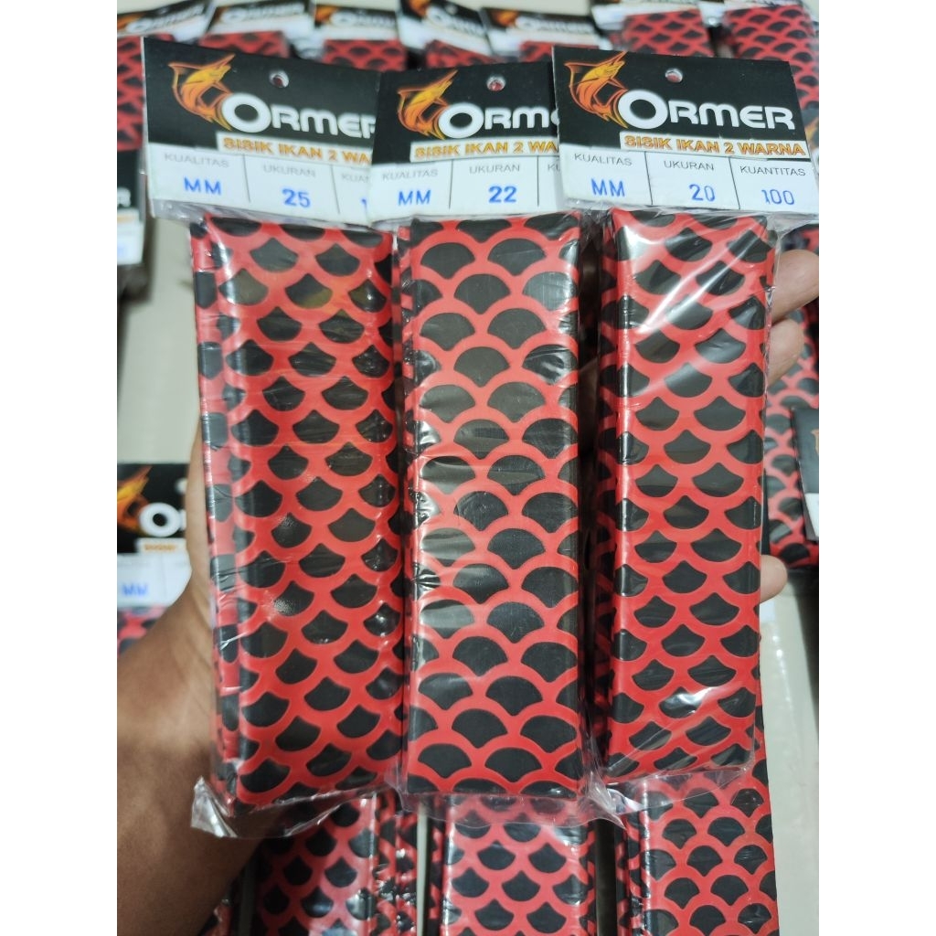 KARET BAKAR / GRIP BAKAR MOTIF 2 WARNA SISIK HITAM MERAH