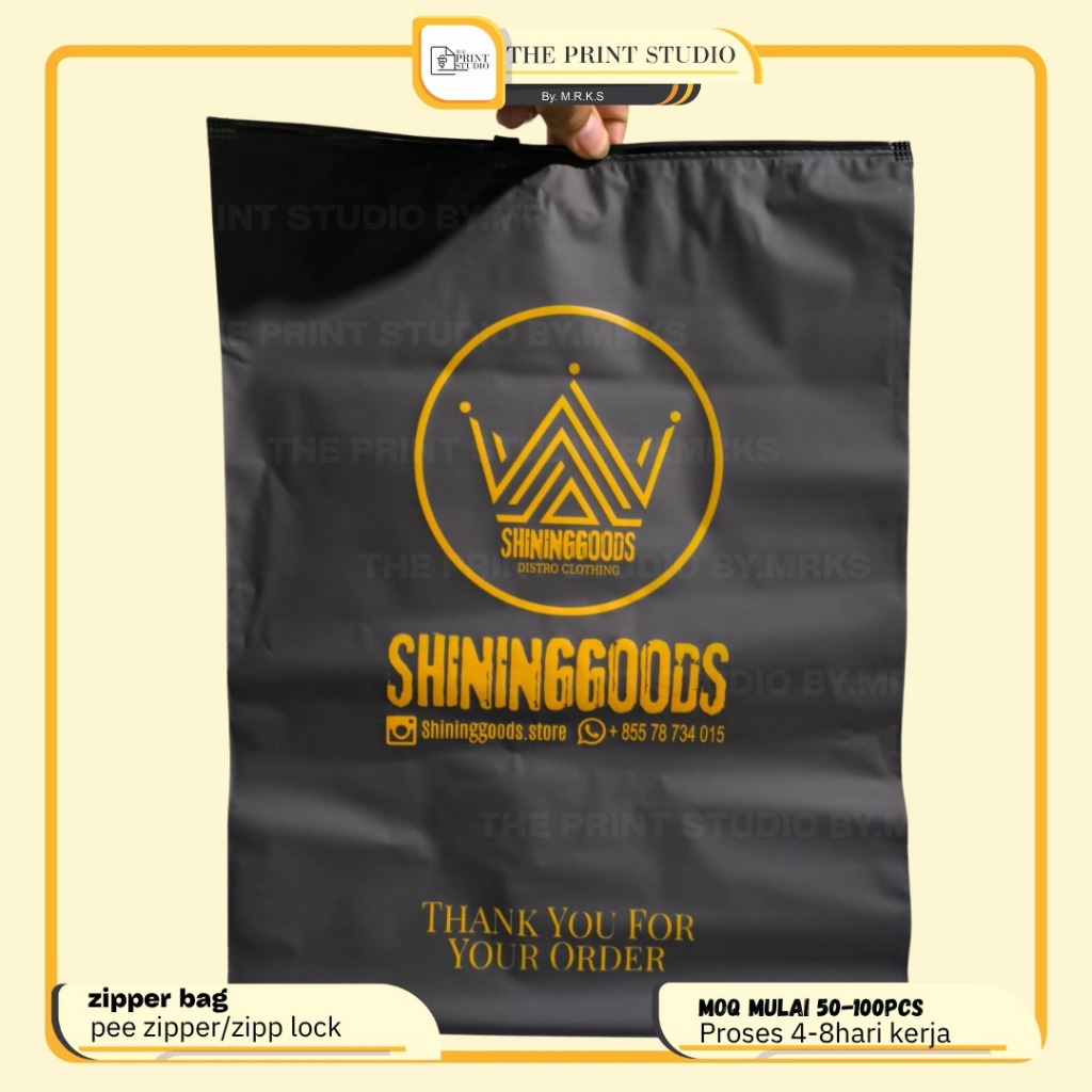 Zipper Bag Sablon Logo | Min 100pcs | Free Desain | Bahan Tebalzipper hijab | ziper custom logo