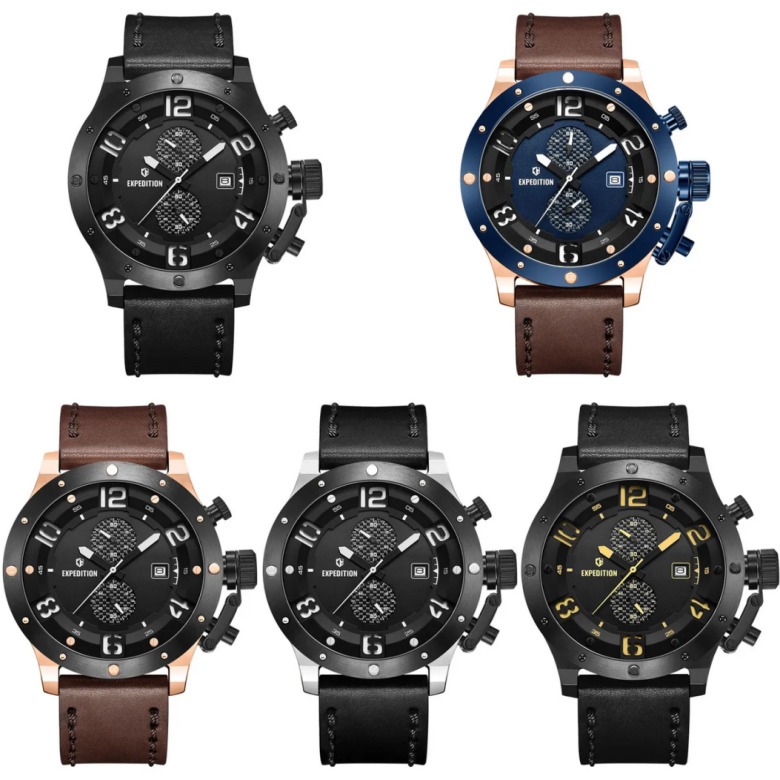 Jam Tangan Pria Expedition EXP 6381 / E6381 / EXP6381 Sporty Leather Original