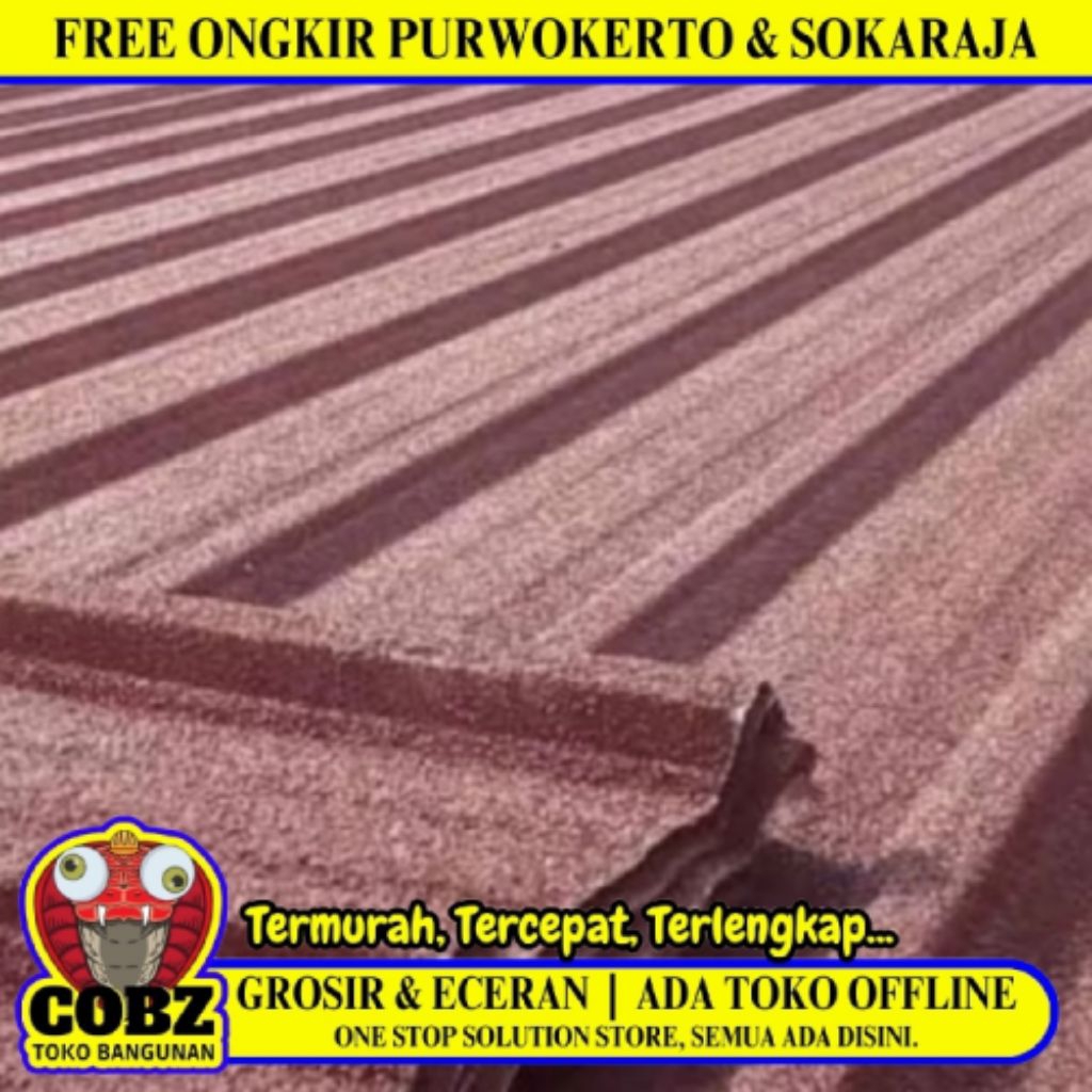 0.3 MM x 75 CM x 6 M / TM Spandek Pasir Gelombang Besar Merah Lembar