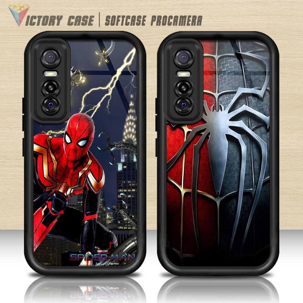 Softcase Glass kaca untuk VIVO Y73S SPDRMAN Casing Handphone Case Procamera