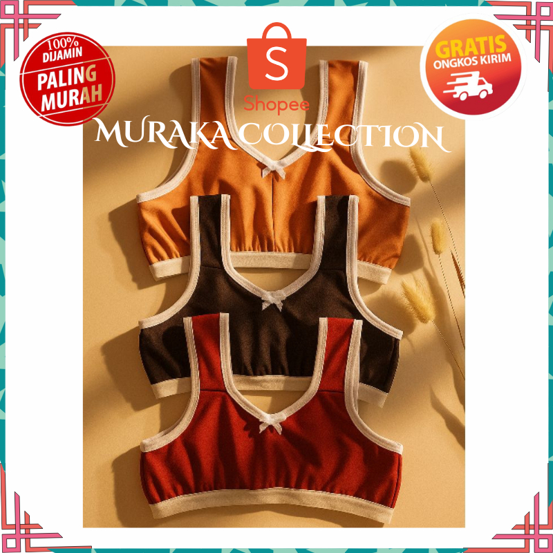 6 Pcs Eceran Miniset anak bra untuk Remaja Bra Remaja Mini Set sport polos Bahan Lembut Adem