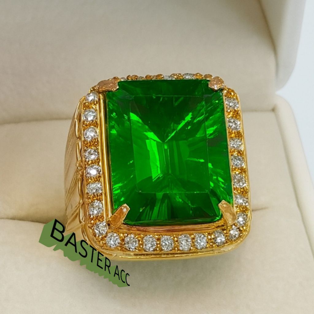CINCIN BATU PERMATA GREEN MOLDAVITE JUMBO ORI