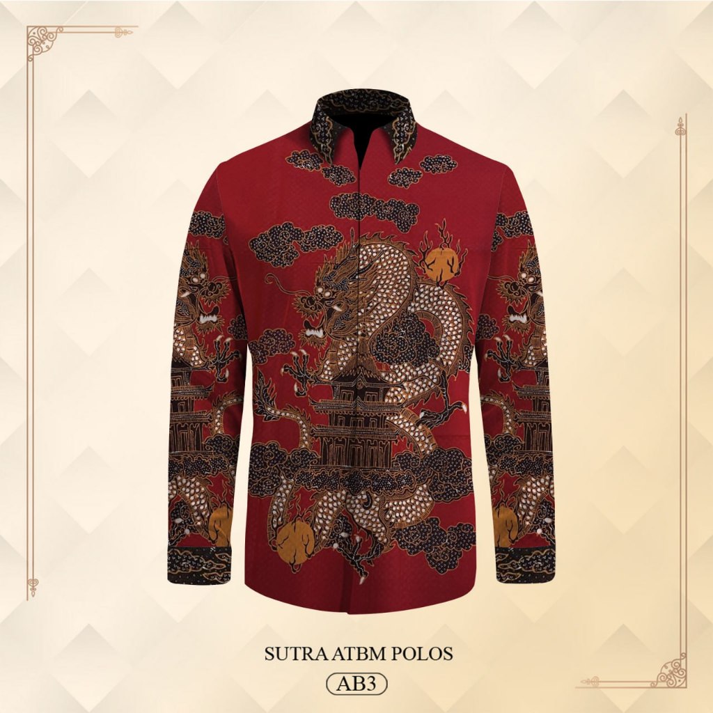 Kemeja pria lengan panjang batik tulis asli bahan atbm sutra baron premium pola baju batik pria bati