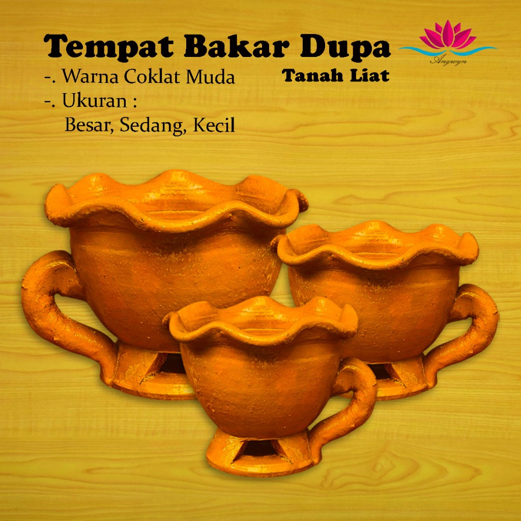 Tempat Bakar Dupa / Dupa Kerucut / Dupa Kemenyan Bahan Tanah Liat Warna Coklat Muda