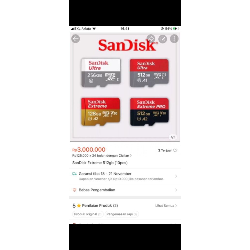 kartu memori sandisk