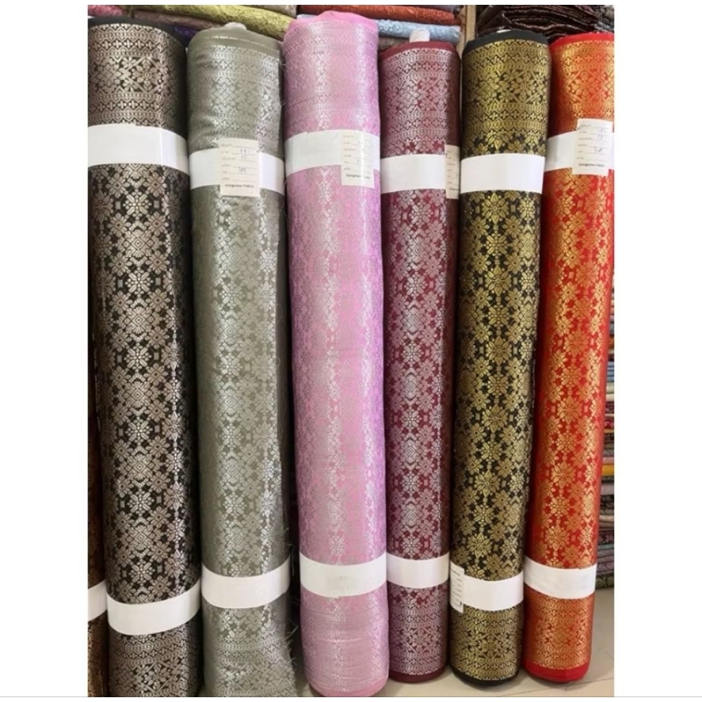 newkain songket harga 1 roll/1 gulung isi kain 50 yard pisan utuh harga grosiran