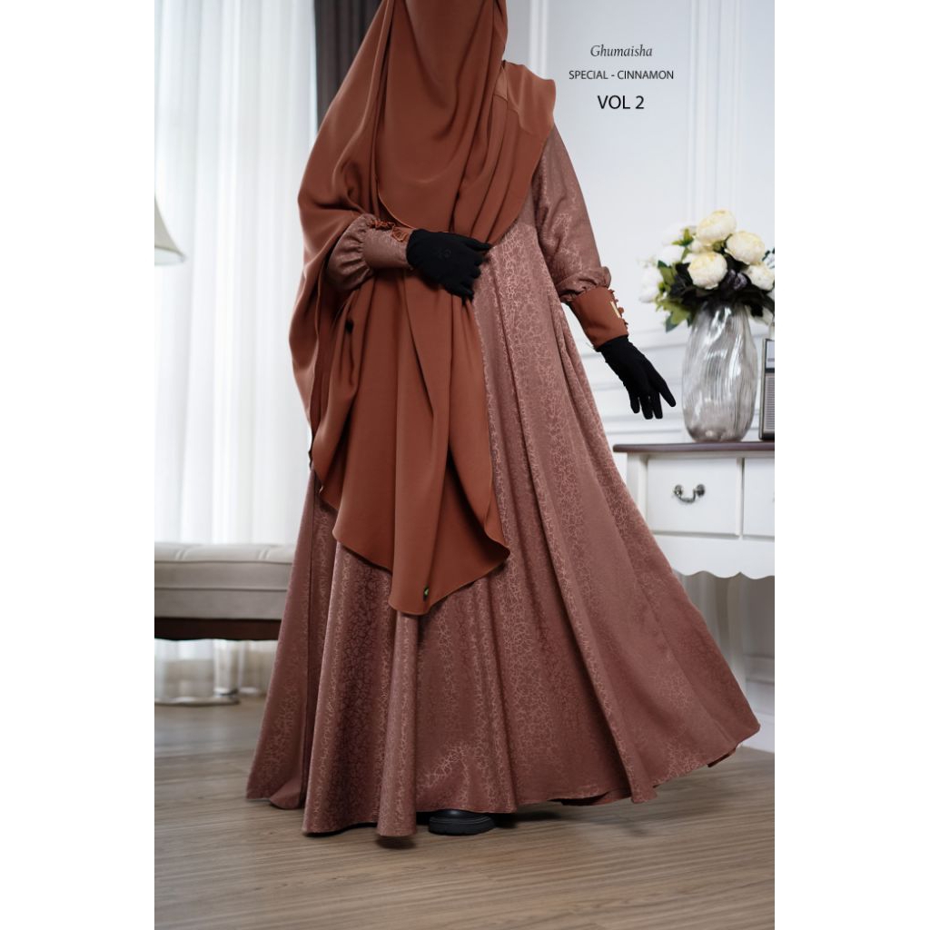 gamis syar'i umbrella special warna cinamon by ghumaisha collection