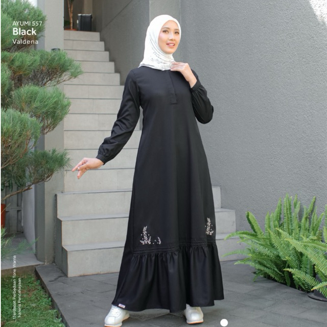 ETHICA GAMIS AYUMI 557 Black Dress Wanita Daily Anggun Bahan Katun Warna Hitam