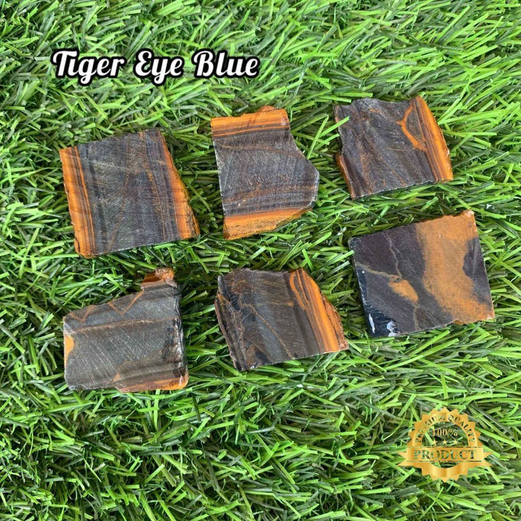 Bahan Batu Tiger Eye Blue Asli Natural / Bongkahan Batu Tiger Eye Blue / Lempengan Batu Tiger Eye Bl