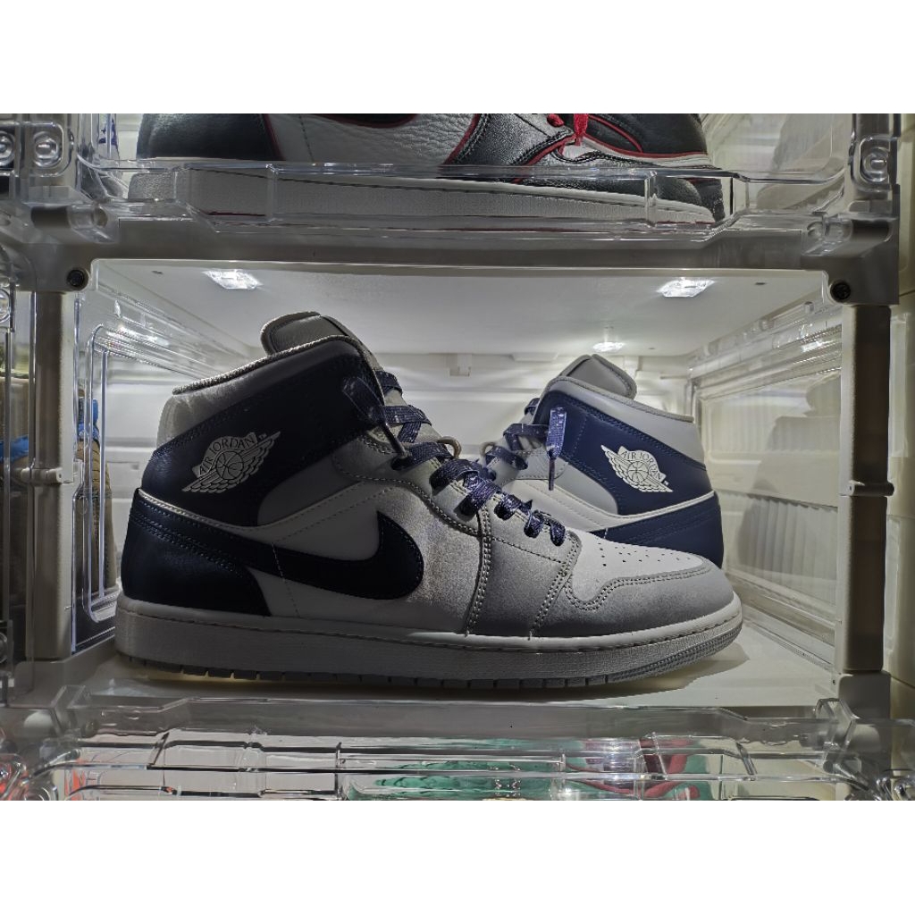 Nike Air Jordan 1 Mid Wolf Grey Midnight Navy Size 47,5