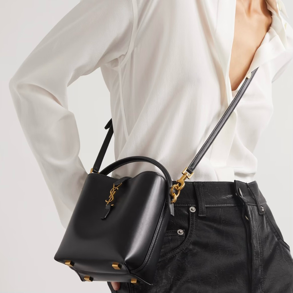 SAINT LAURENT YSL Le 37 Mini Bucket Crossbody Bag in Shiny Smooth Lambskin Leather