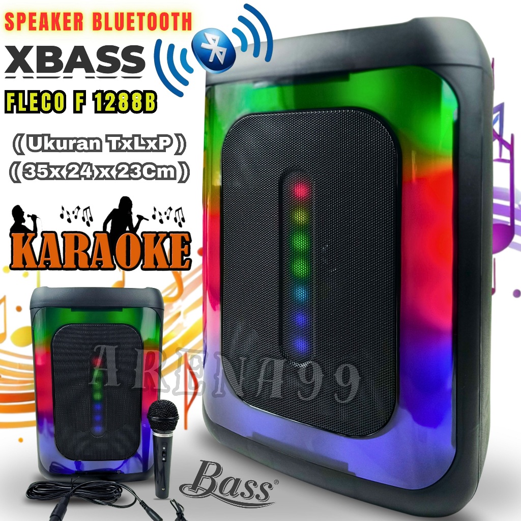 Speaker Bluetooth 6.5 Inch Subwoofer Mobil Super Bass FLECO F-1288B Full Bass Bluetooth-TWS-Radio FM