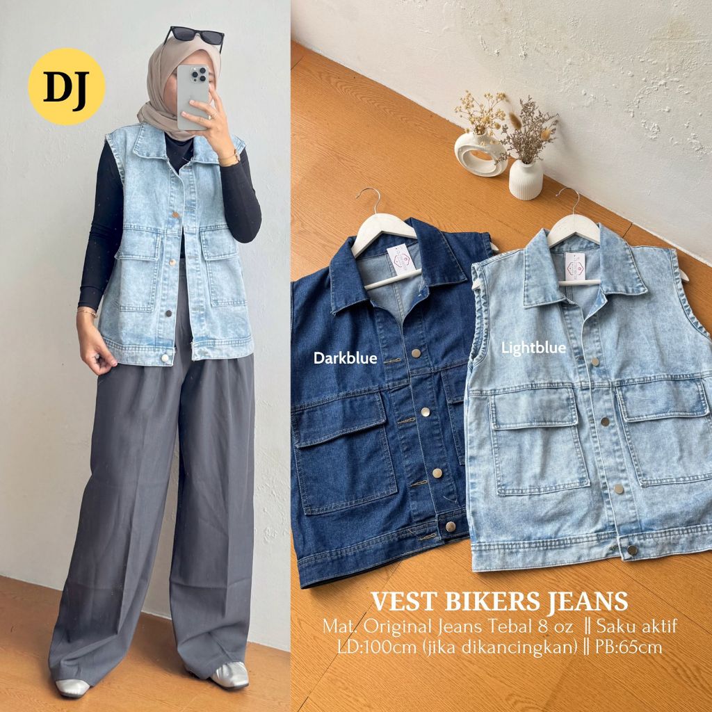 Vest Bikers Jeans Original DJ Rompi Jeans Original Tebal