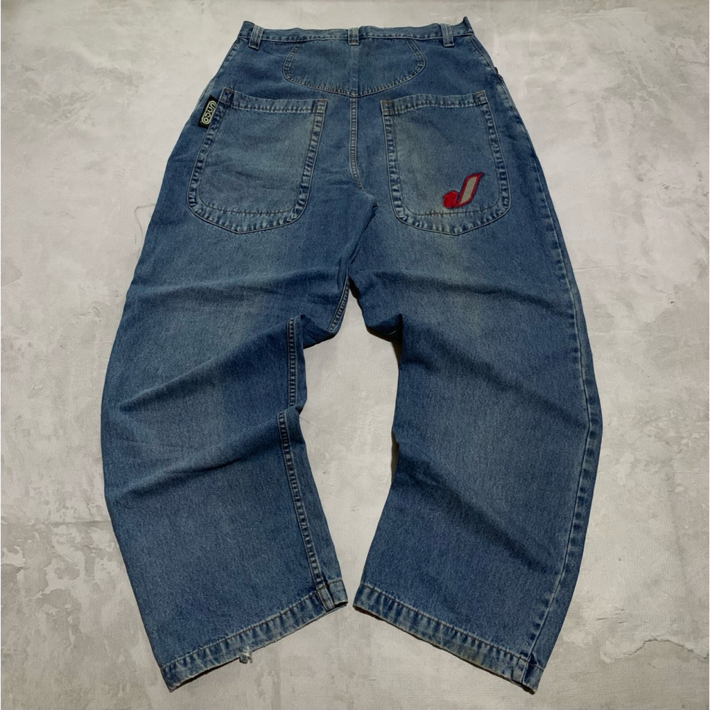 Y2K JNCO handy Man Big Pocket Reflective Baggy Denim Pants | Celana Jeans Pria Hip Hop