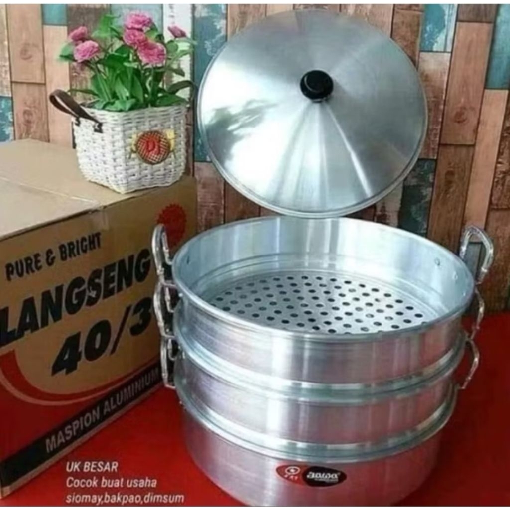 langseng Jawa 40cm susun 3 langseng jawa 50cm susun 3 kukusan aluminium kukusan siomay kukusan pao
