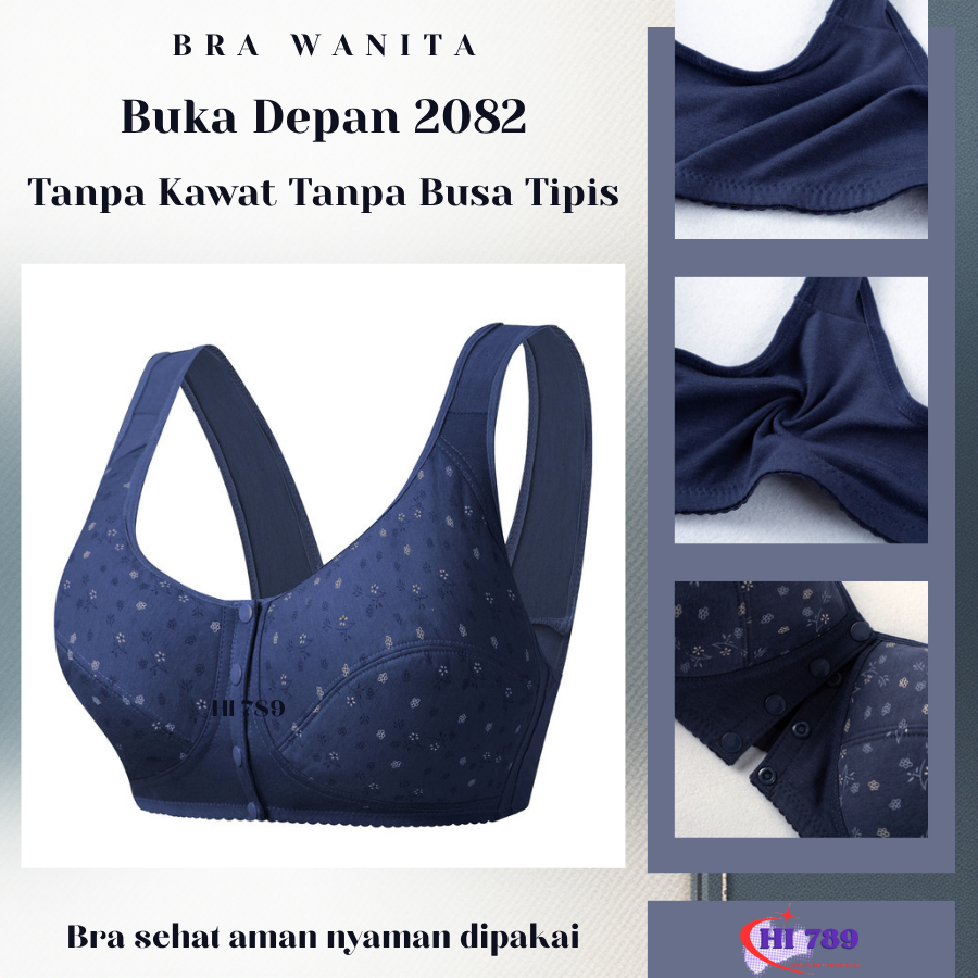 Bra Seamless Push Up Nirkabel Tanpa Busa Kancing Gesper Depan 2082