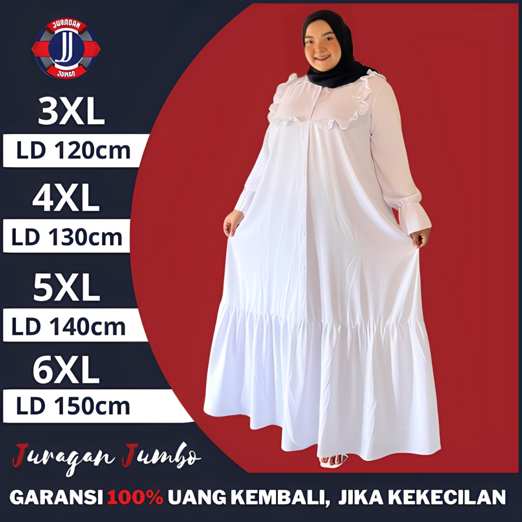 Gamis Lebaran Syari Terbaru Polos Premium Mewah Jumbo LD 120 130 140 150