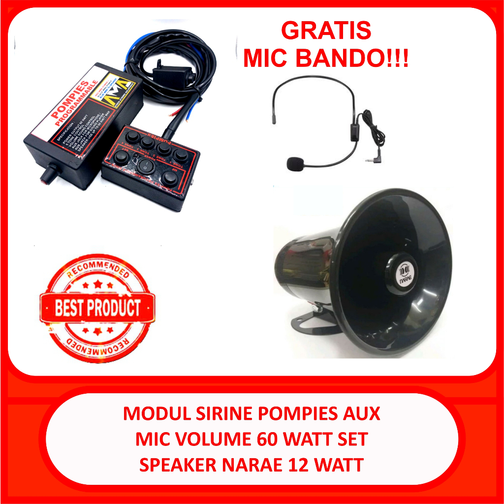 pompies modul klakson 60 watt set speaker narae 12 watt