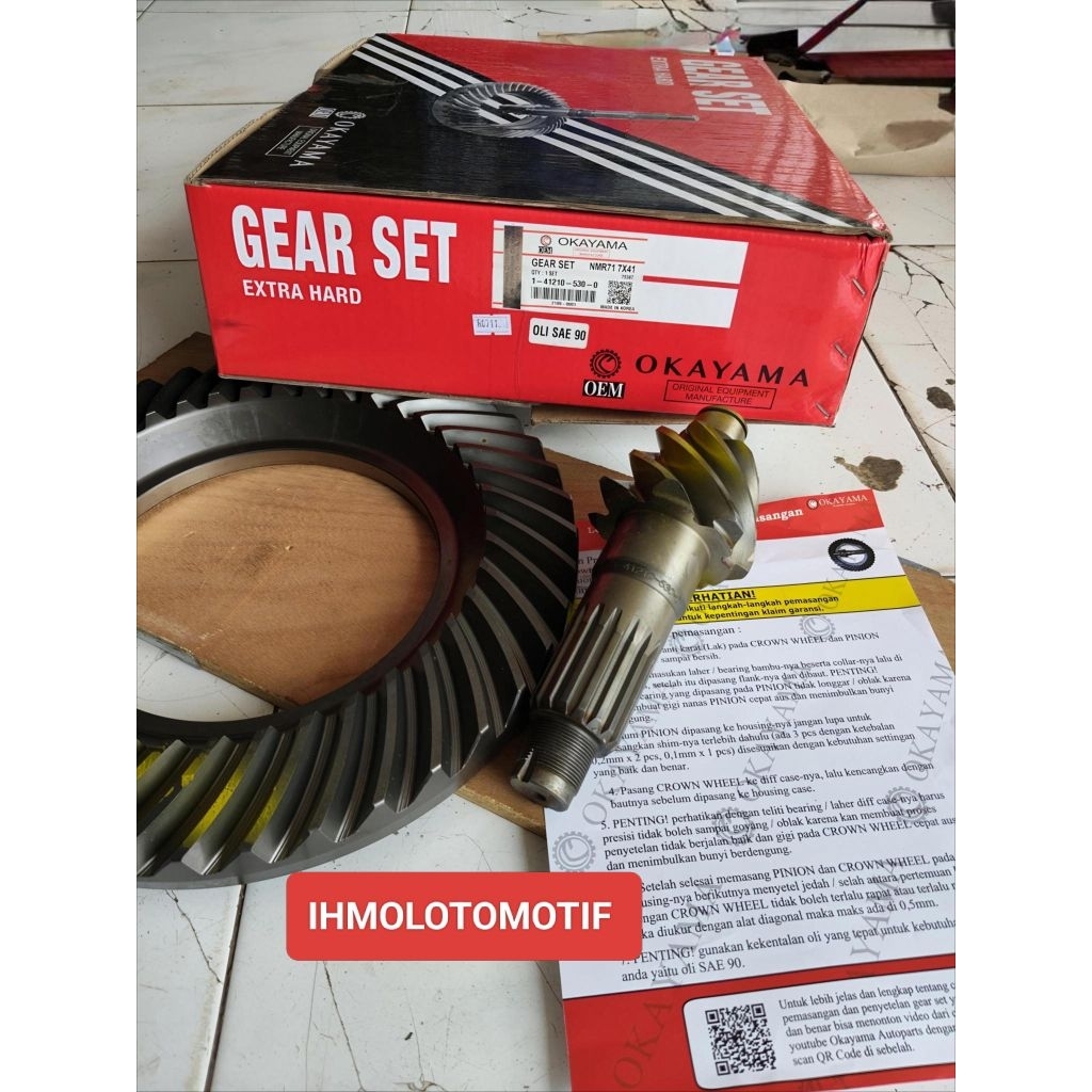 GEAR SET/CROWN WHEEL OKAYAMA ISUZU NMR-71 ASLI (7X41) MERK OKAYAMA HARD TIPE ASLI KOREA