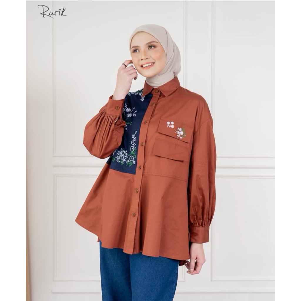 Elesa embroidery Rurik,kemeja Rurik,Atasan rurik