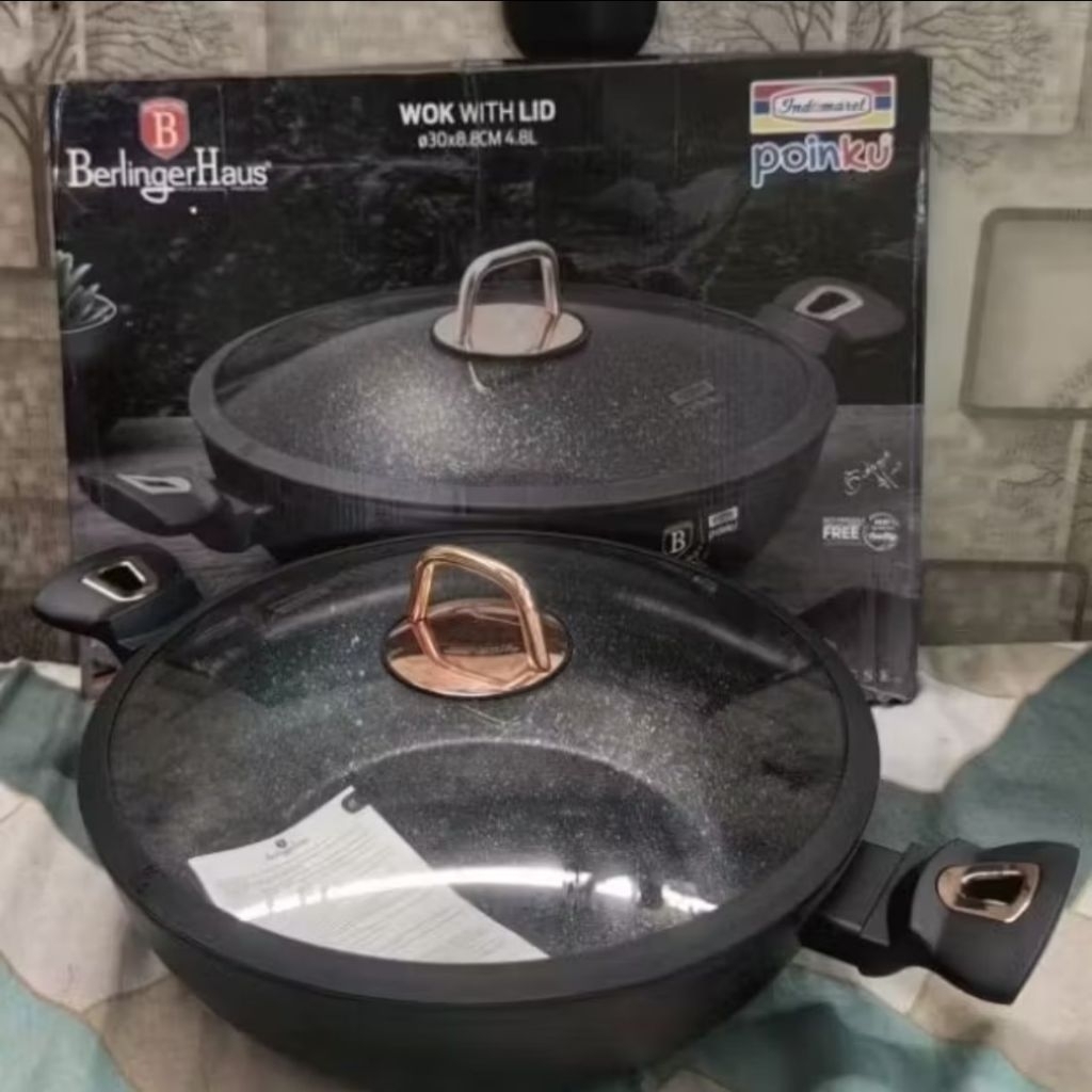 PANCI BERLINGER HAUS CASSEROLE WOK WITH LID 30cm New