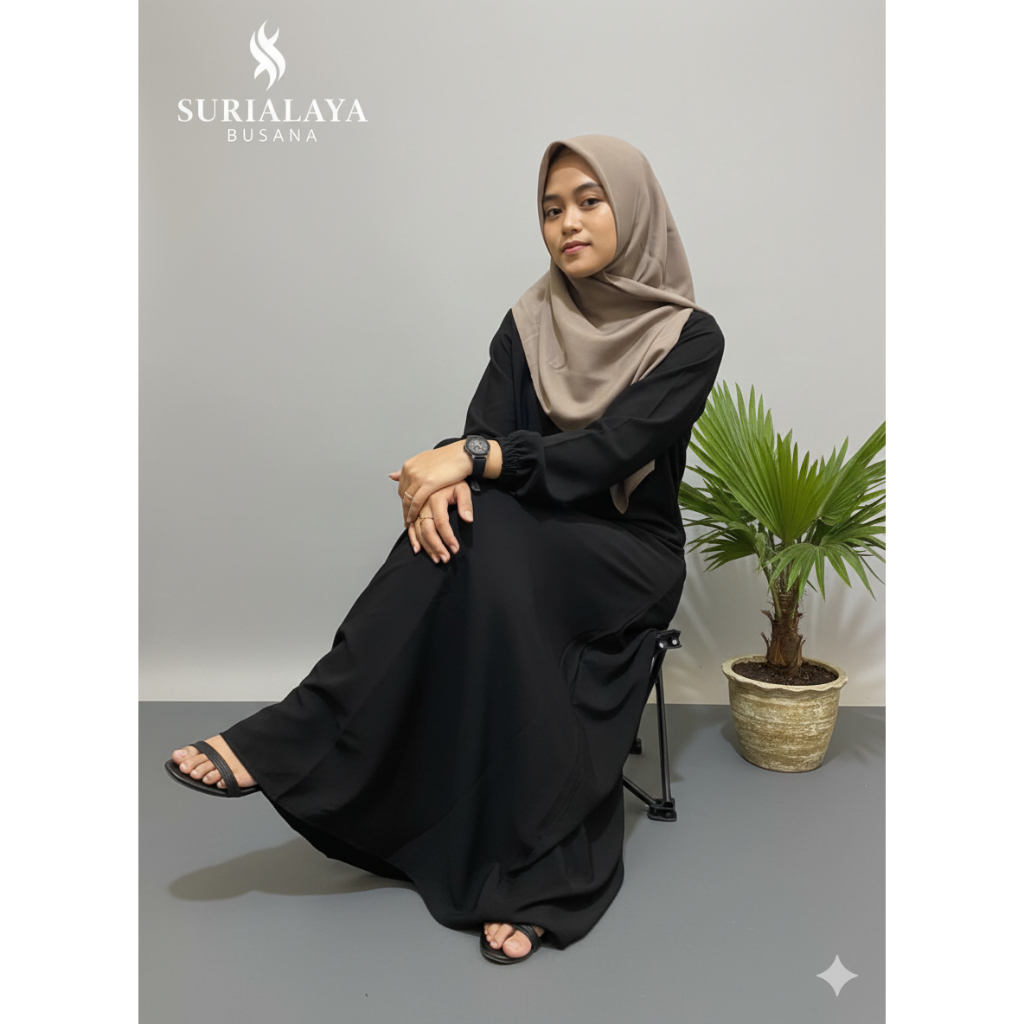 Baju Gamis Wanita Terbaru - Hijau Army Dress Syari Muslim Murah Kekinian