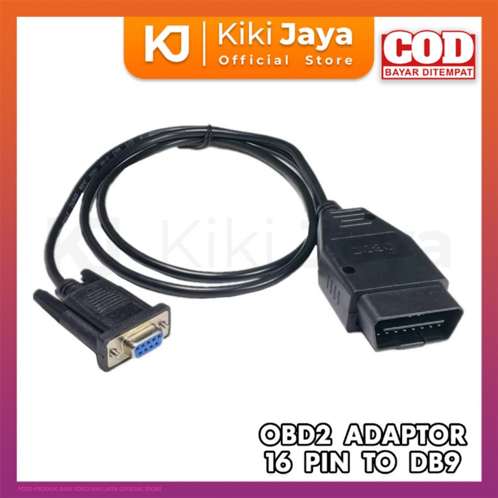 [KIKI] Kabel OBD2 16 Pin to DB9 9 Pin - Serial RS232 COM Port Adaptor Konektor Interface Diagnostik 