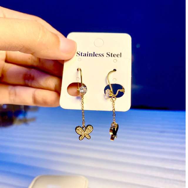 Anting Titanium Rantai Panjang / Perhiasan wanita model terbaru