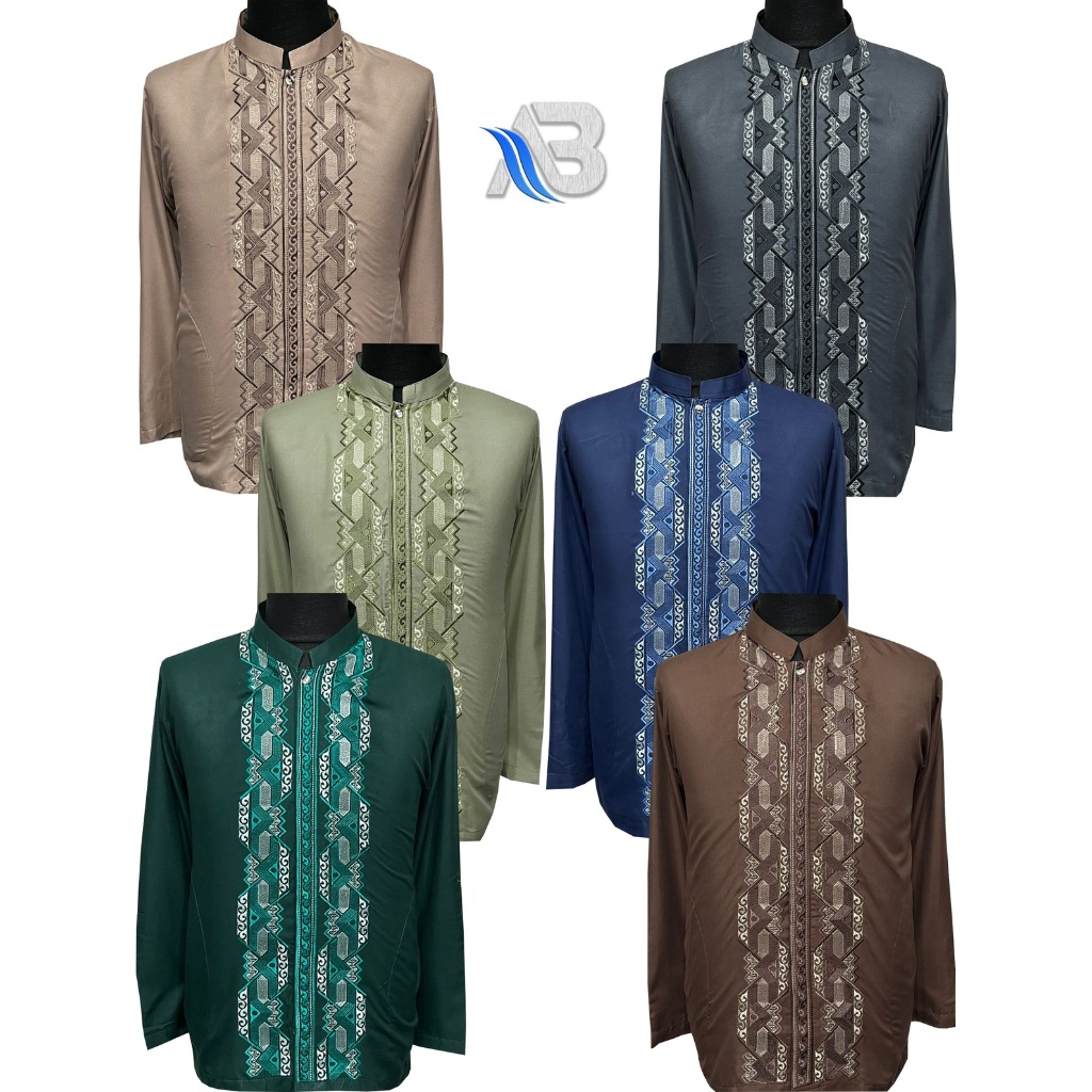 Baju Koko Bordir Lengan Panjang Pria Dewasa Koko Pria Koko Al Kahfi COD