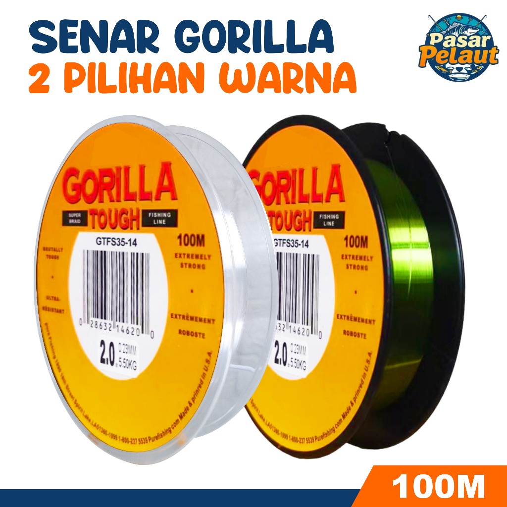 PASAR PELAUT Tali Pancing Gorilla Tough Senar Pancing Amerika 100m SuperKuat & Tahan Bahan Nilon