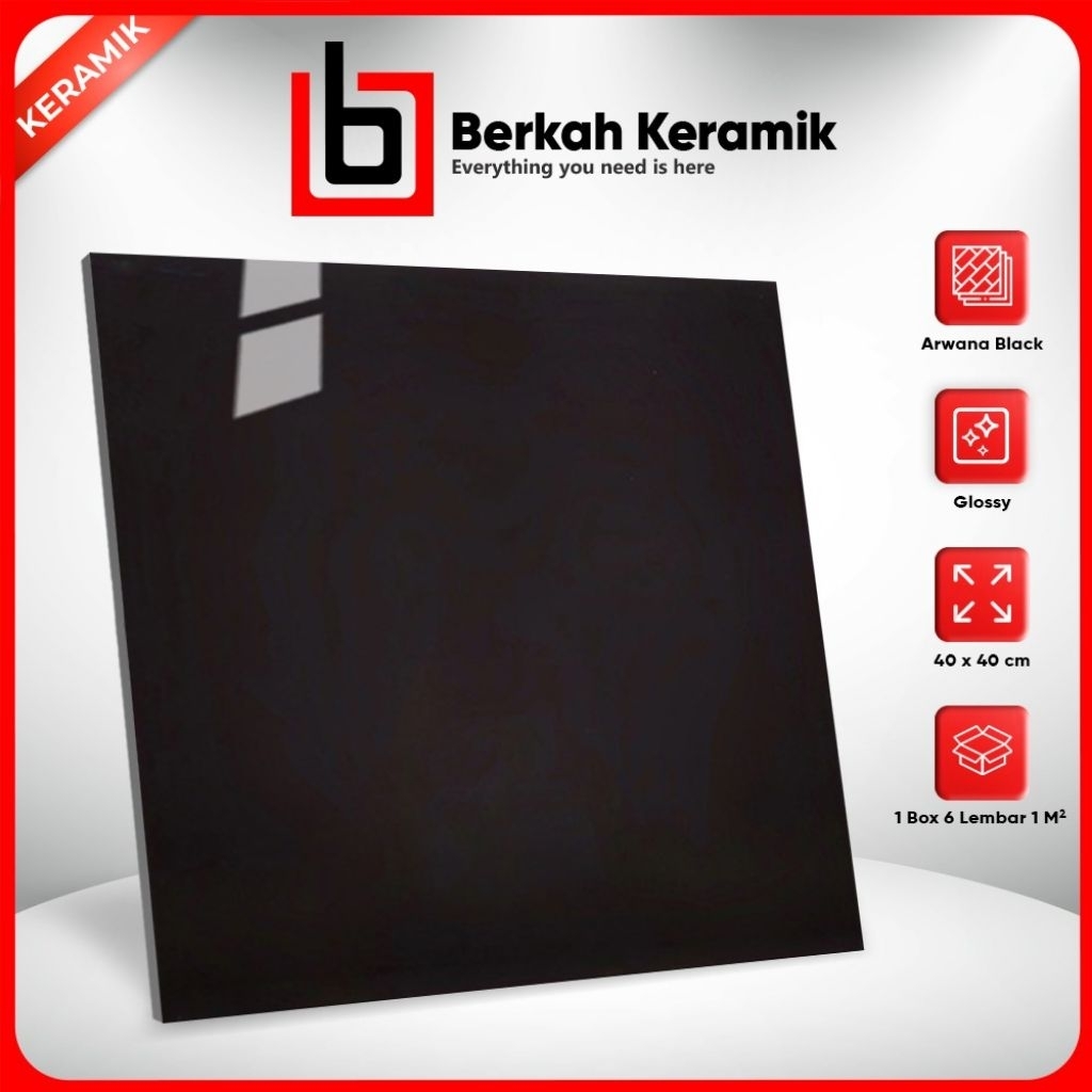 Keramik Lantai Glossy 40x40 Arwana Black