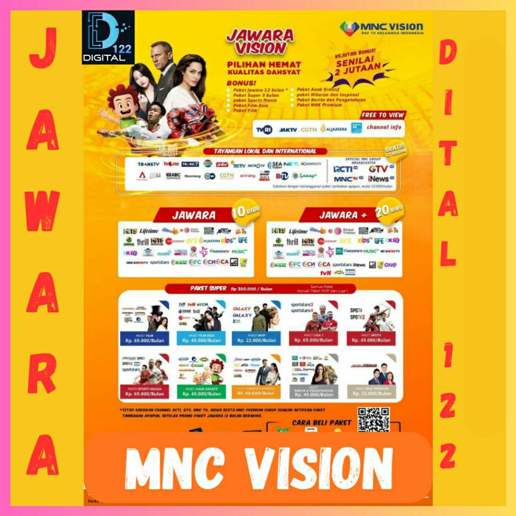 paket tv JAWARA+MNC VISION lengkap