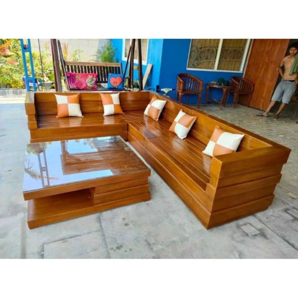 KURSI TAMU JATI SUDUT /POJOK MODEL BOX KURSI MINIMALIS JATI