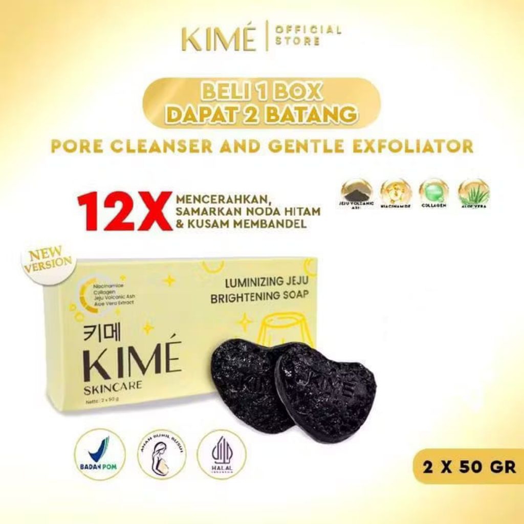 [1 BOX ISI 2 SABUN] KIME SKINCARE - LUMINIZING JEJU BRIGHTENING SOAP By Kime Official Store Sabun Ma