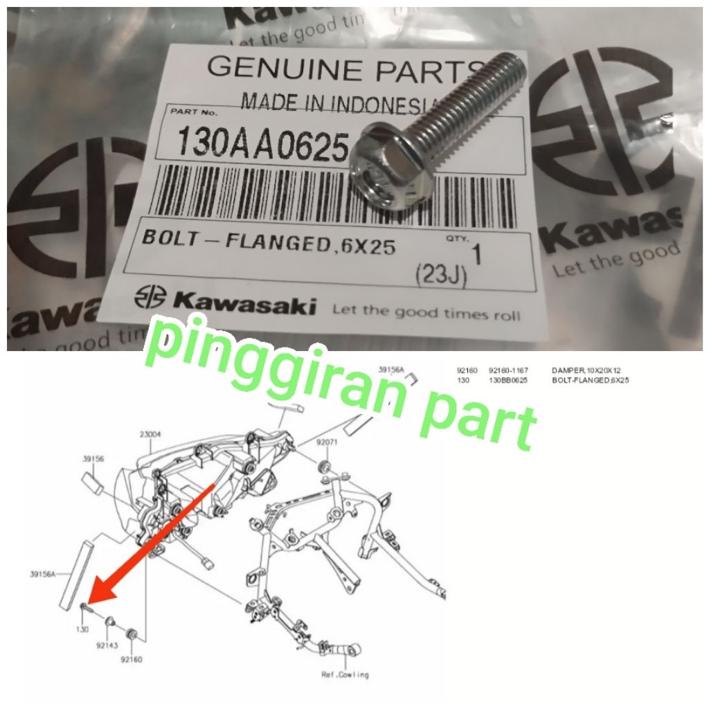 baut breket lampu depan Ninja 250fi new original
