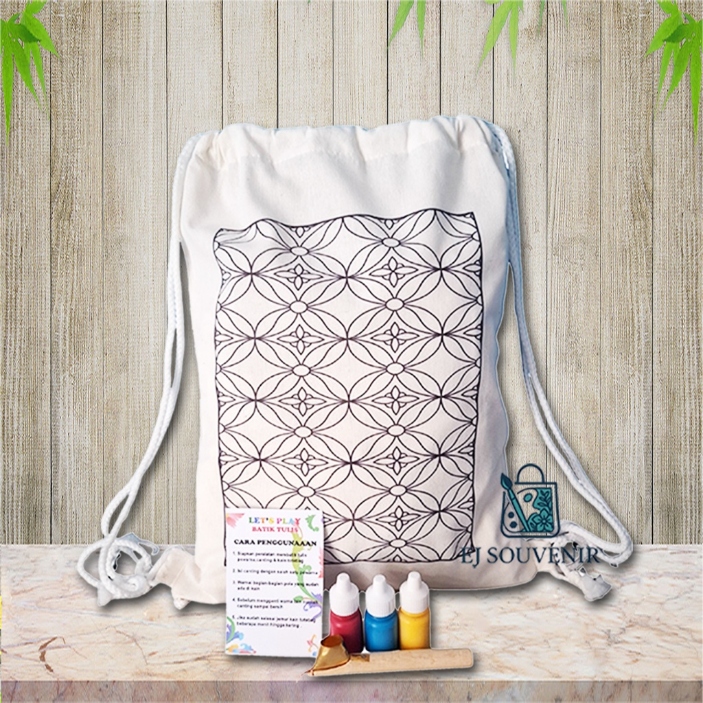 Paket Membatik kain Tas serut ransel/tas gendong kanvas callico prakarya untuk pemula
