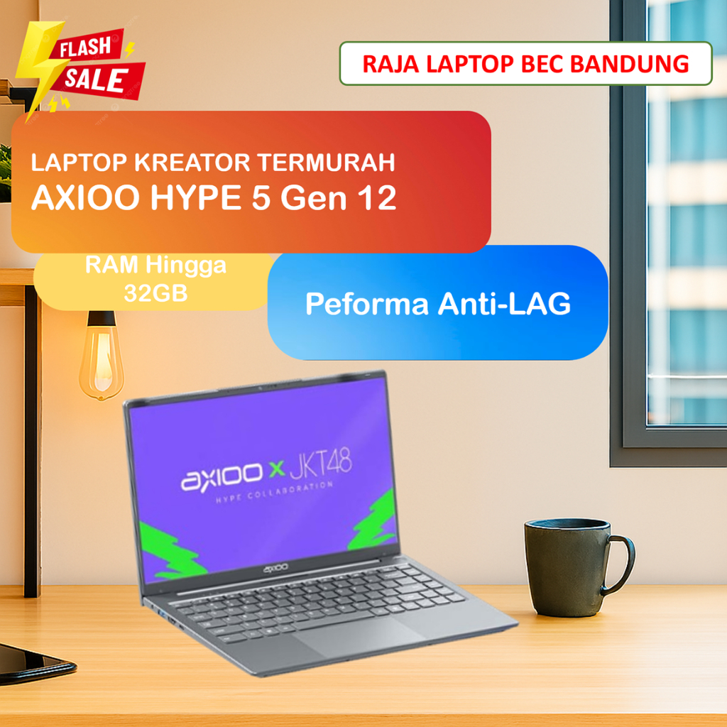 LAPTOP KREATOR RAM 32GB Core i5 Gen 12 Axioo Hype 5 Intel i5-1235U Editing Design Video