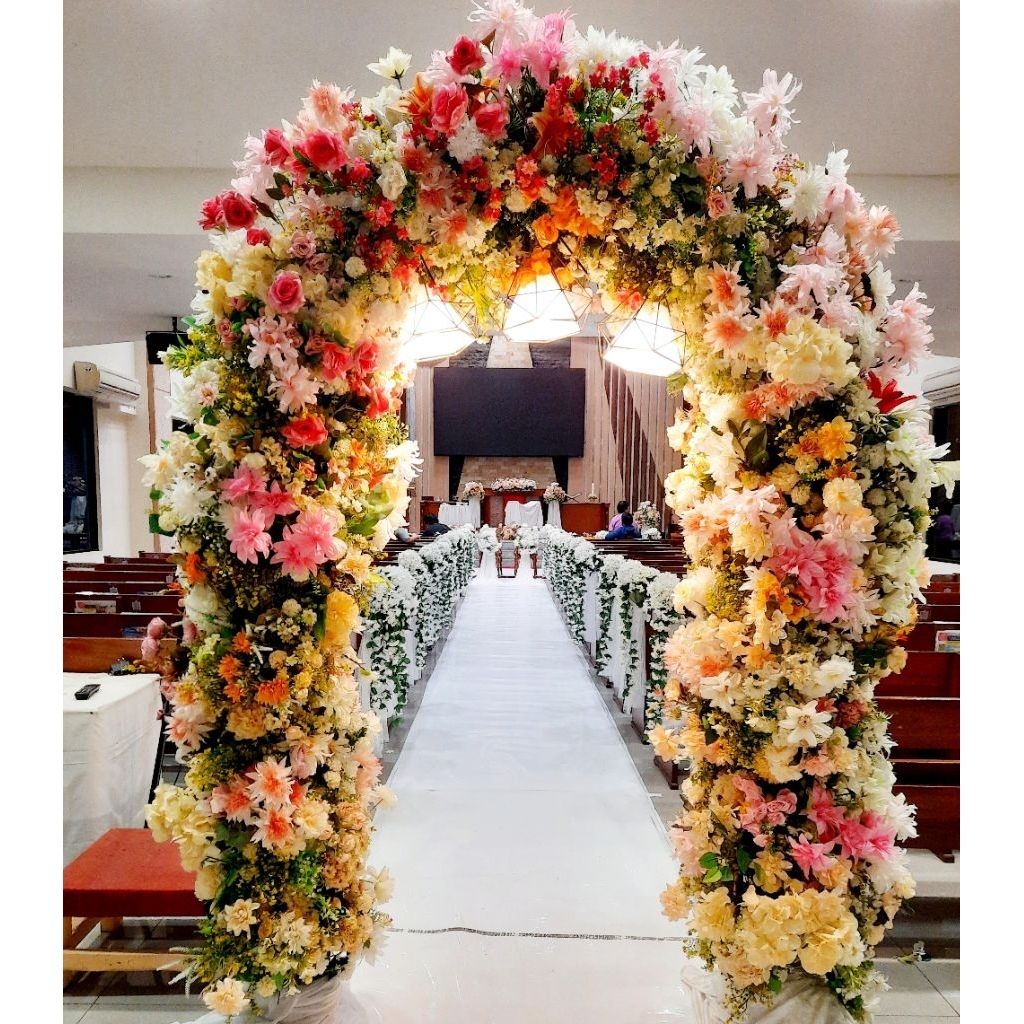 Dekorasi Gereja - dekorasi pernikahan gereja + entrance gate + 4 standing flower