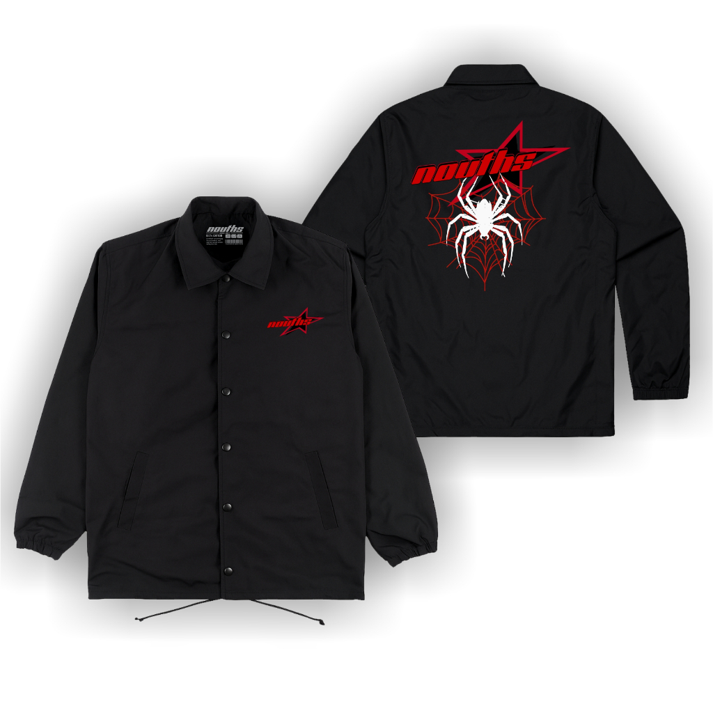 Nouths Jacket Coach Spider Stars Red Nouths Jacket Unisex Taslan warna Hitam